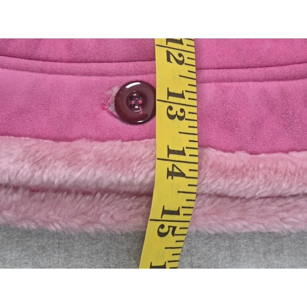 Nannette Vintage Baby Girl 12M Pink Embroidered Flower Coat Jacket Faux Fur Trim